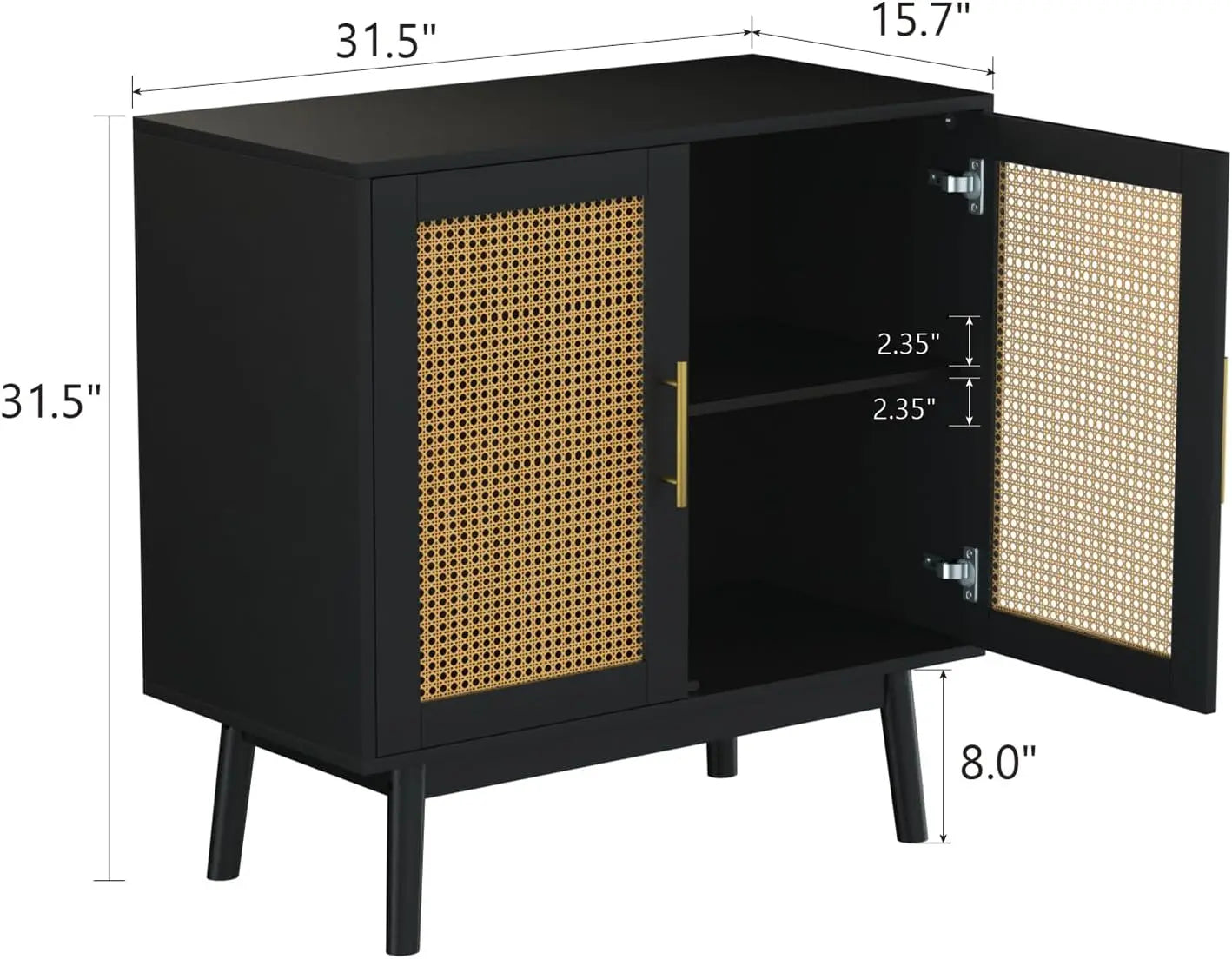 Accent Storage Cabinet with Rattan Decor Doors