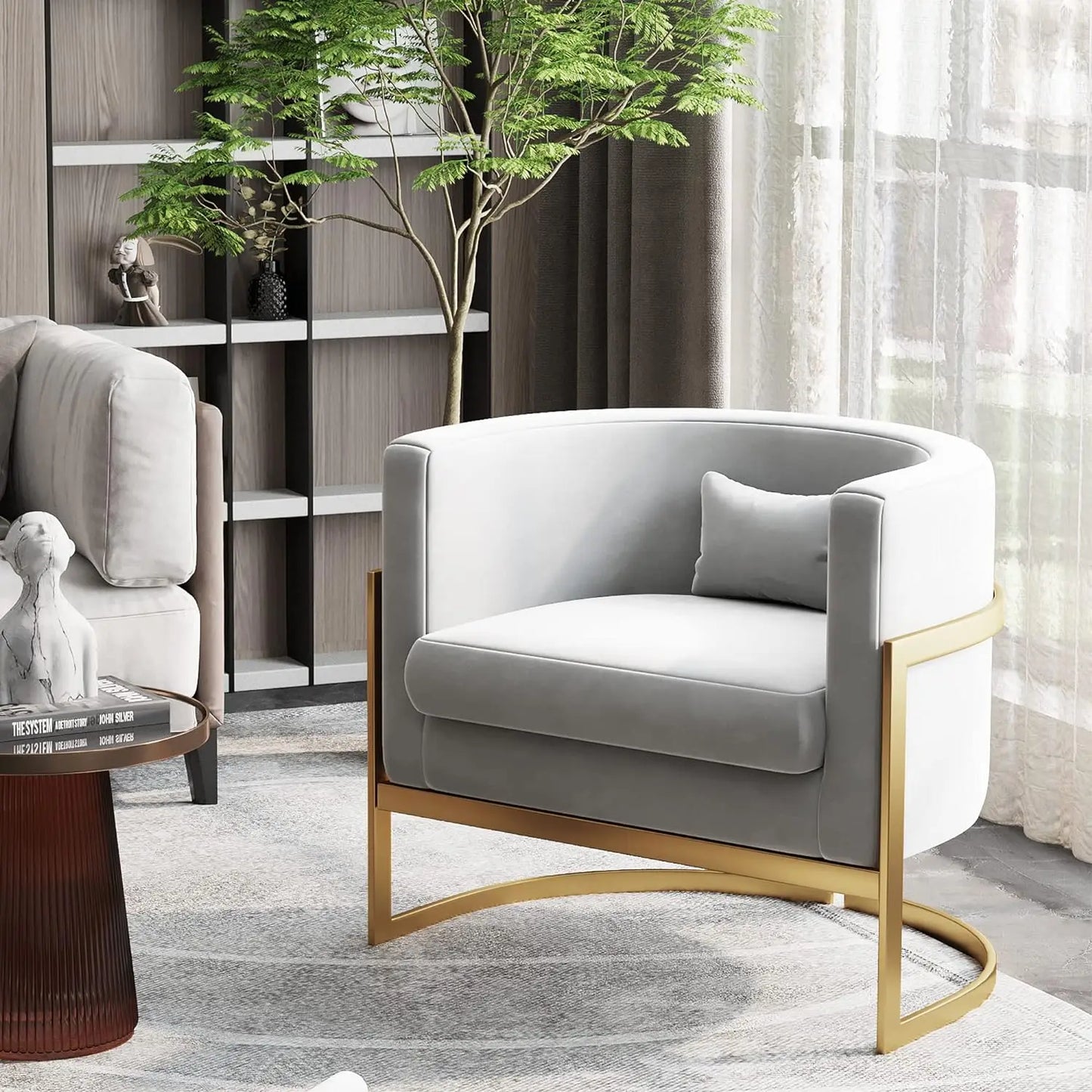 Modern Grey Velvet Living Room Chairs