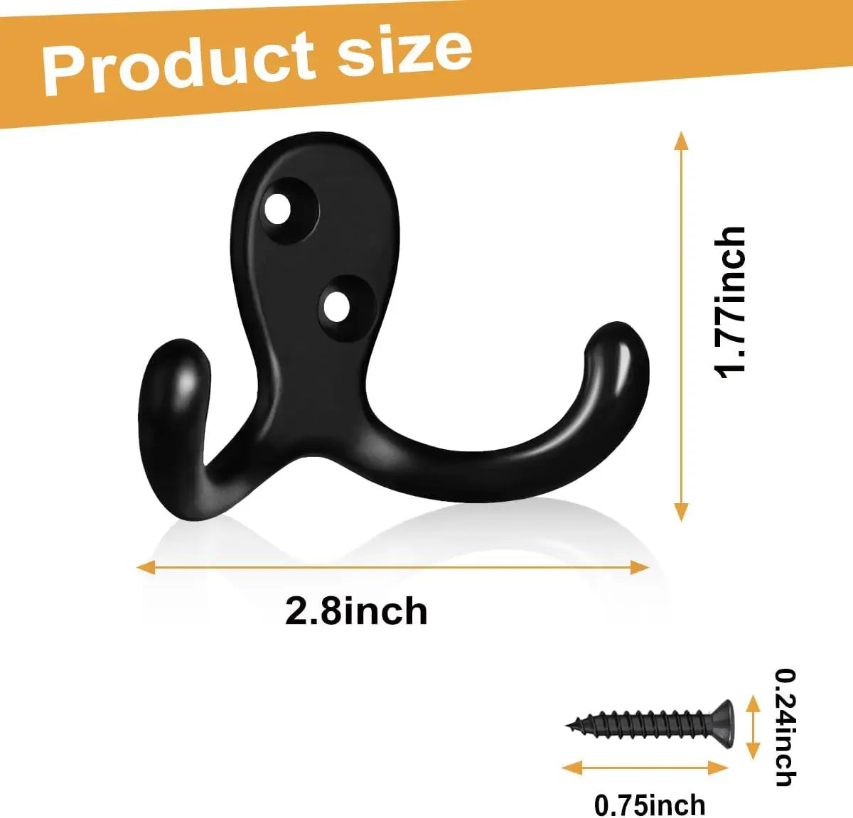 Heavy Duty Double Prong Wall Mounted Metal Hook