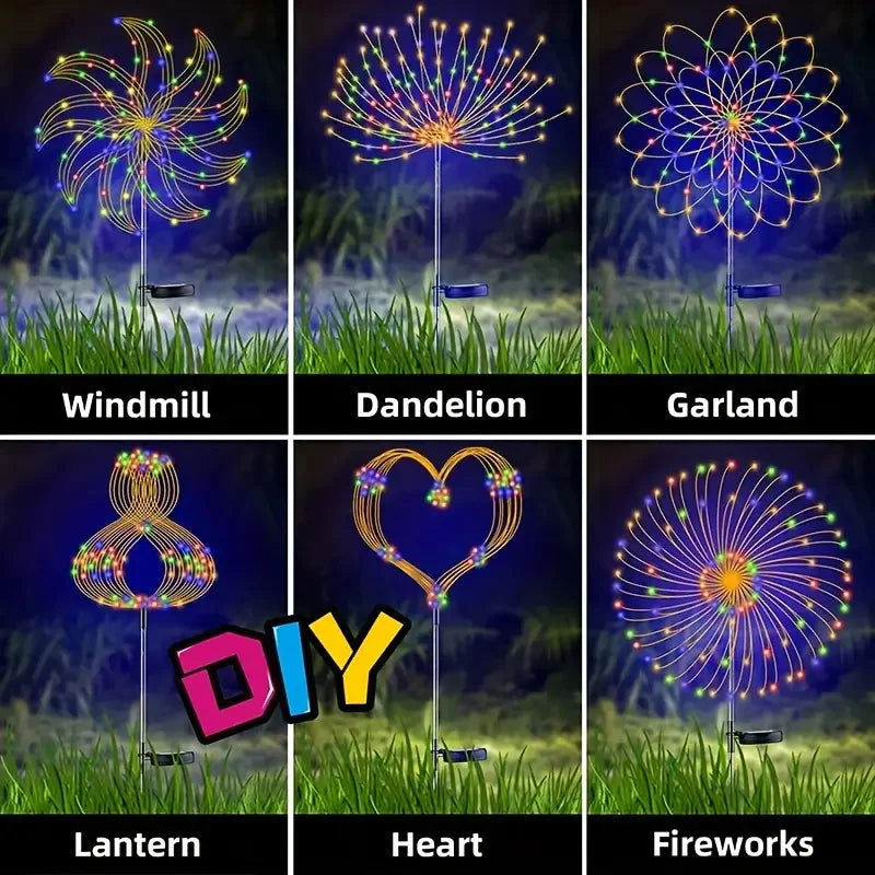 Solar Fireworks Lights Outdoor Waterproof Solar Garden Lights