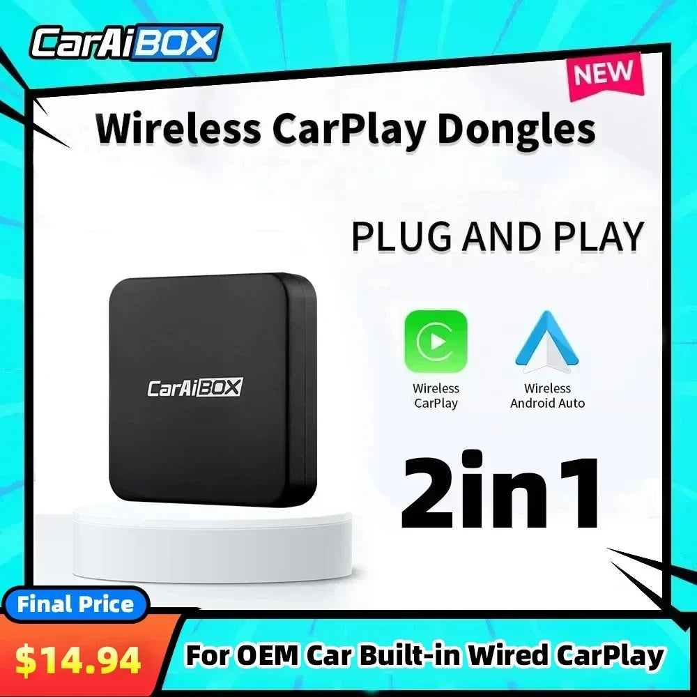 CarAIBOX 2in1 Wireless CarPlay Dongle Wireless Android Auto Box