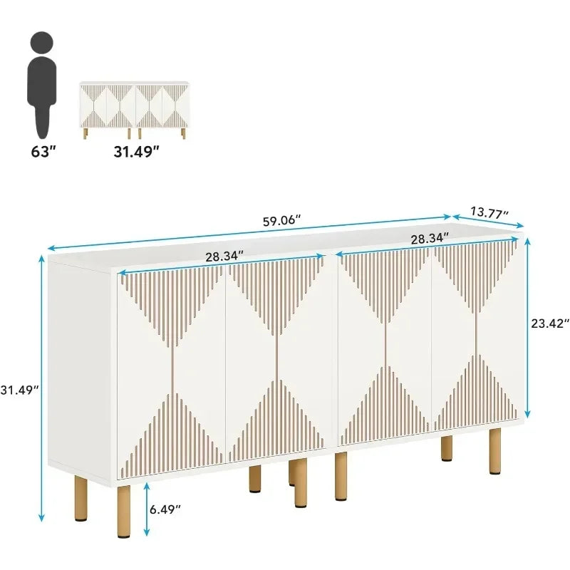 Tribesigns Modern White Storage Cabinet Set