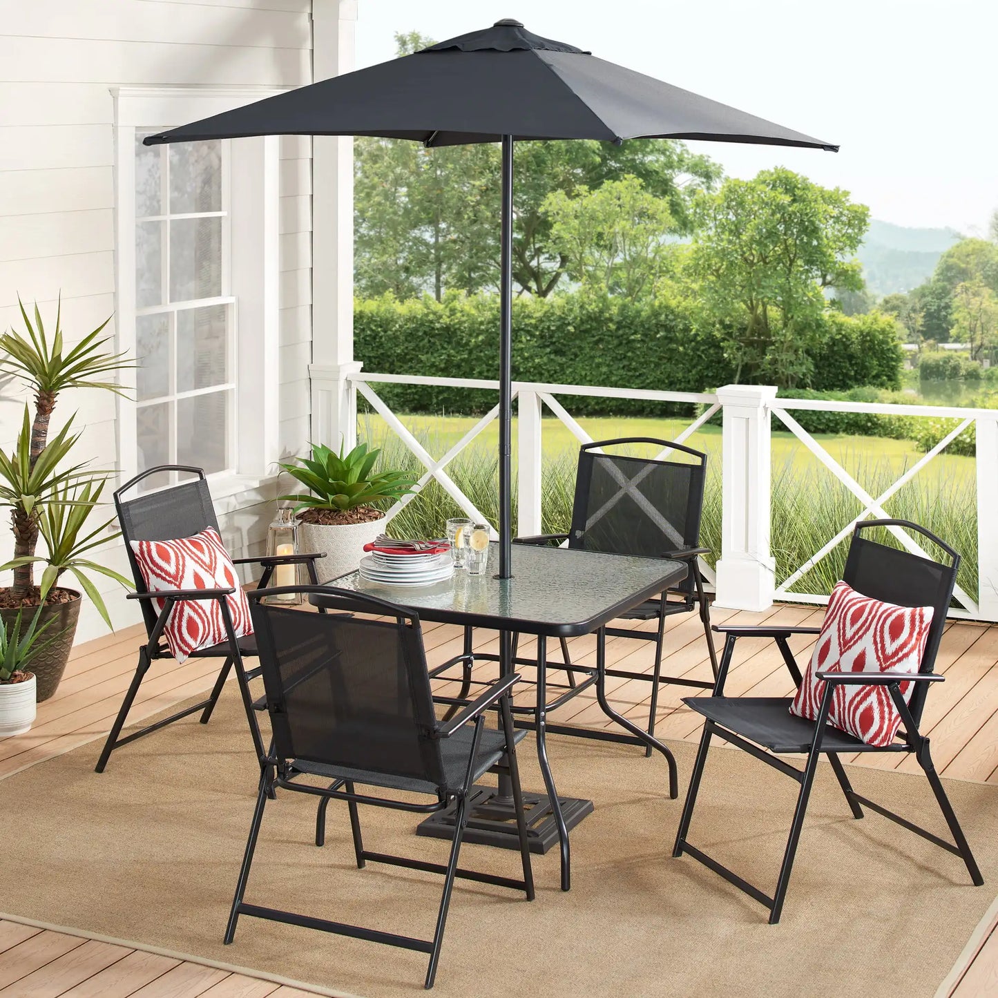 Outdoor Patio Dining Set with Table Umbrella