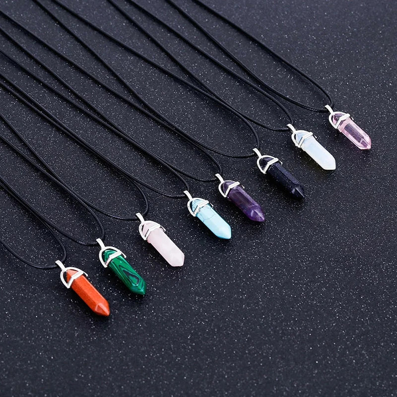 Hexagonal Column Quartz Necklaces