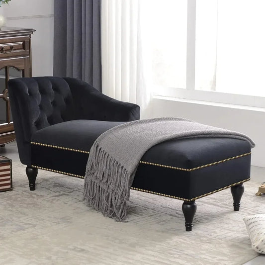 Chaise longue velvet chaise longue armchair, black