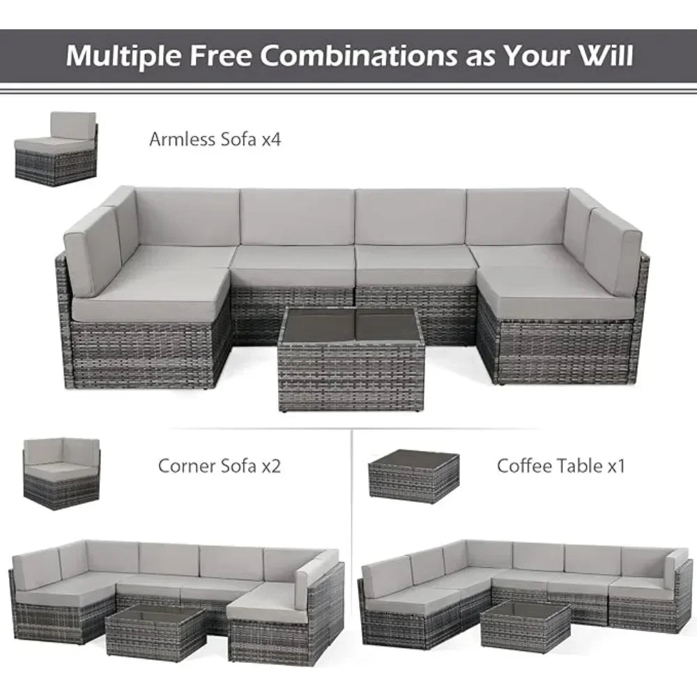 Modular wicker outdoor sectional sofa