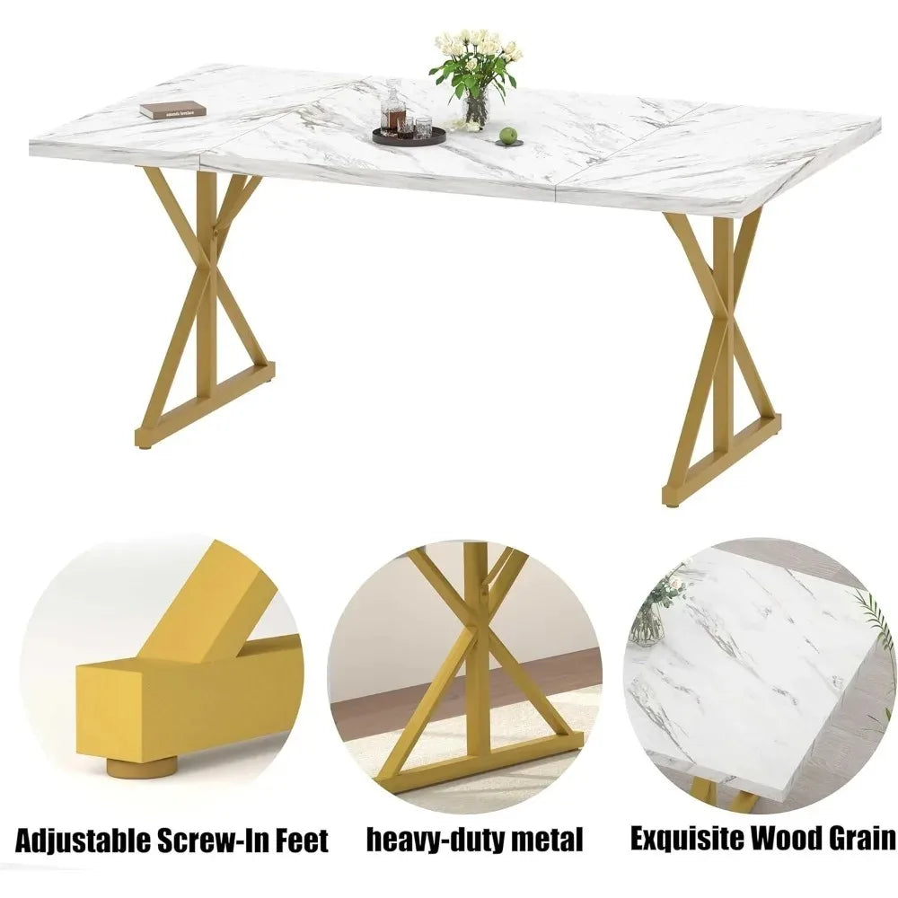 Faux Marble Dining Table, 70 inch