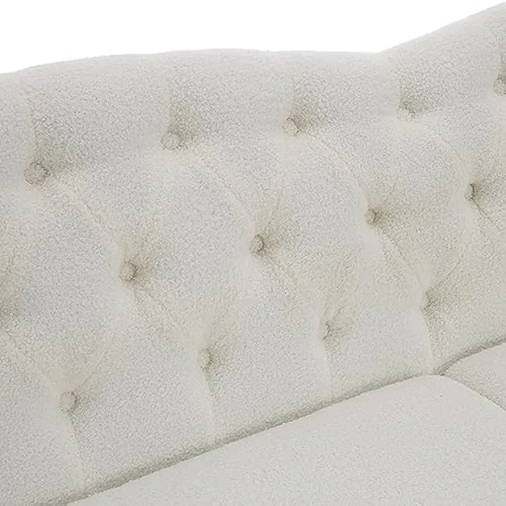 Modern 3-Seater Couches for Living Room, Teddy White