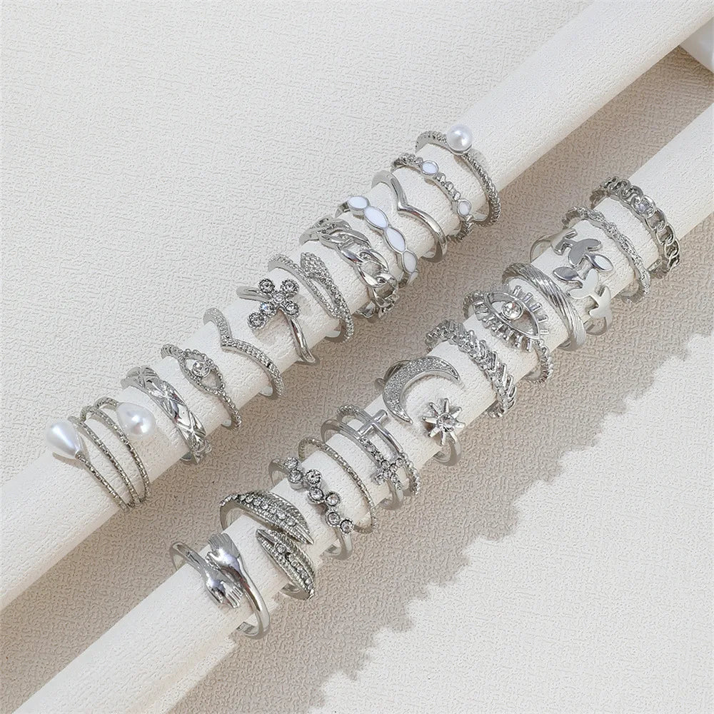 Silver Color Geometric Knuckle Rings Set