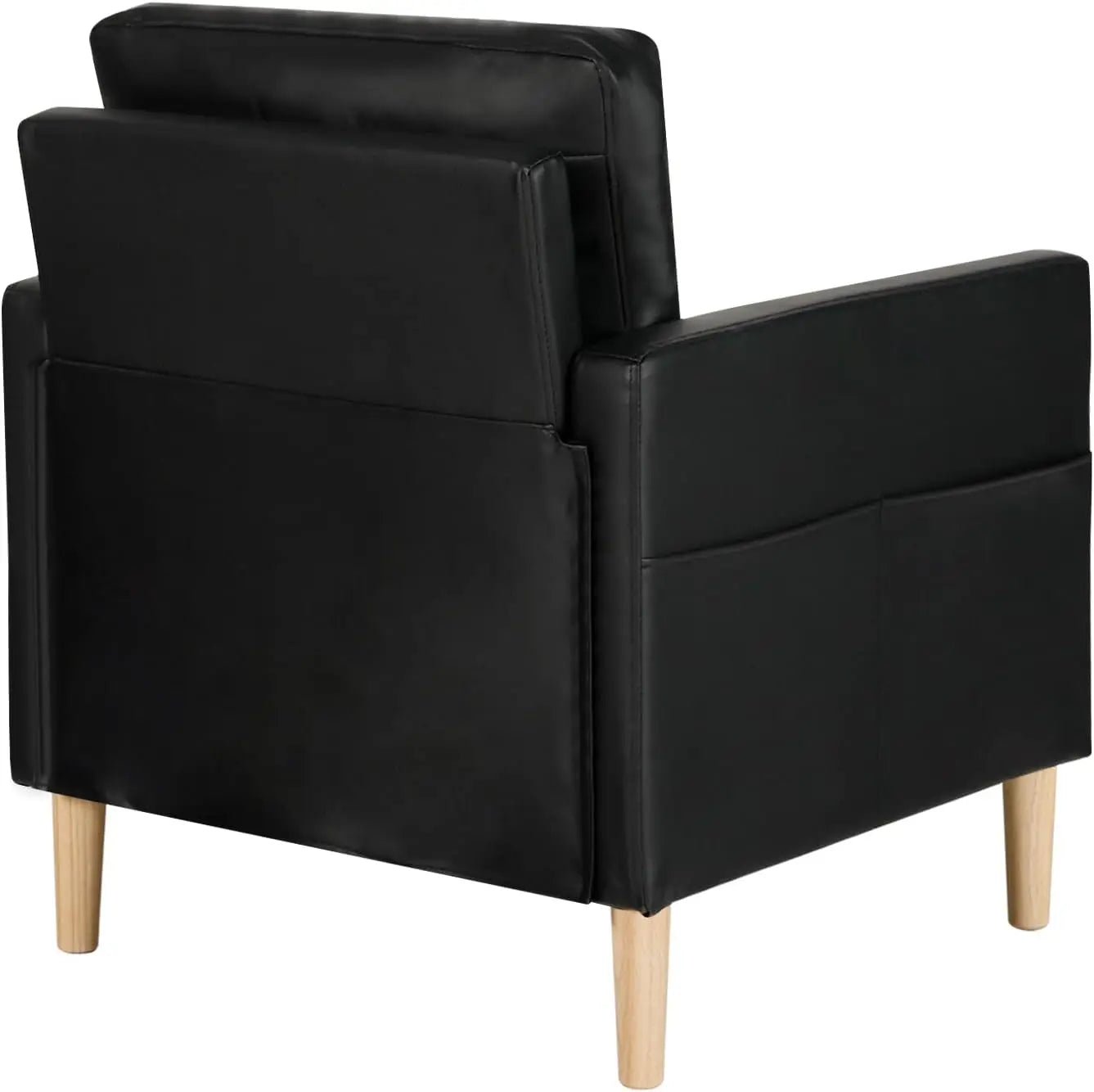 Mid-Century Modern Faux Leather Accent Living Room Arm Chair Set