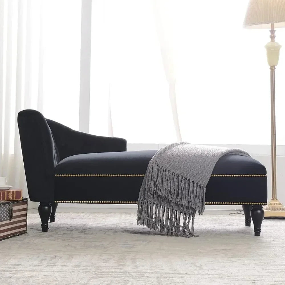 Chaise longue velvet chaise longue armchair, black