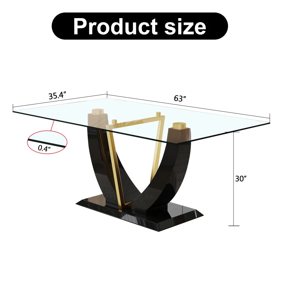 Modern rectangular glass table