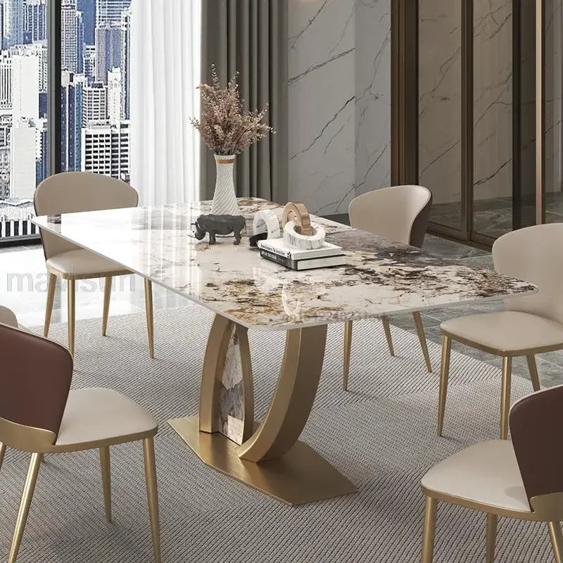 Marble Rectangular Table Custom Dining Set