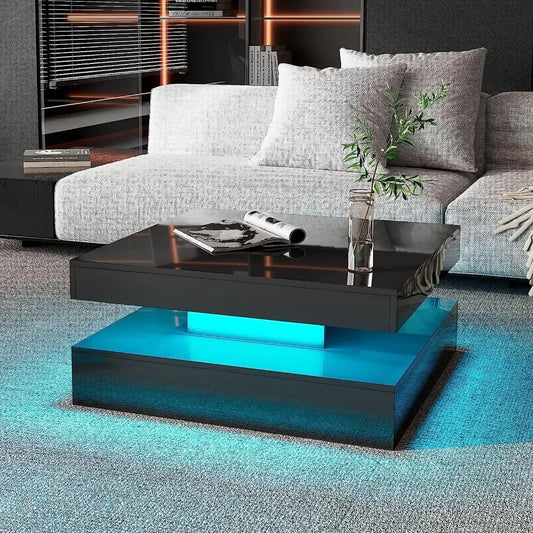 Black LED Coffee Table for Living Room