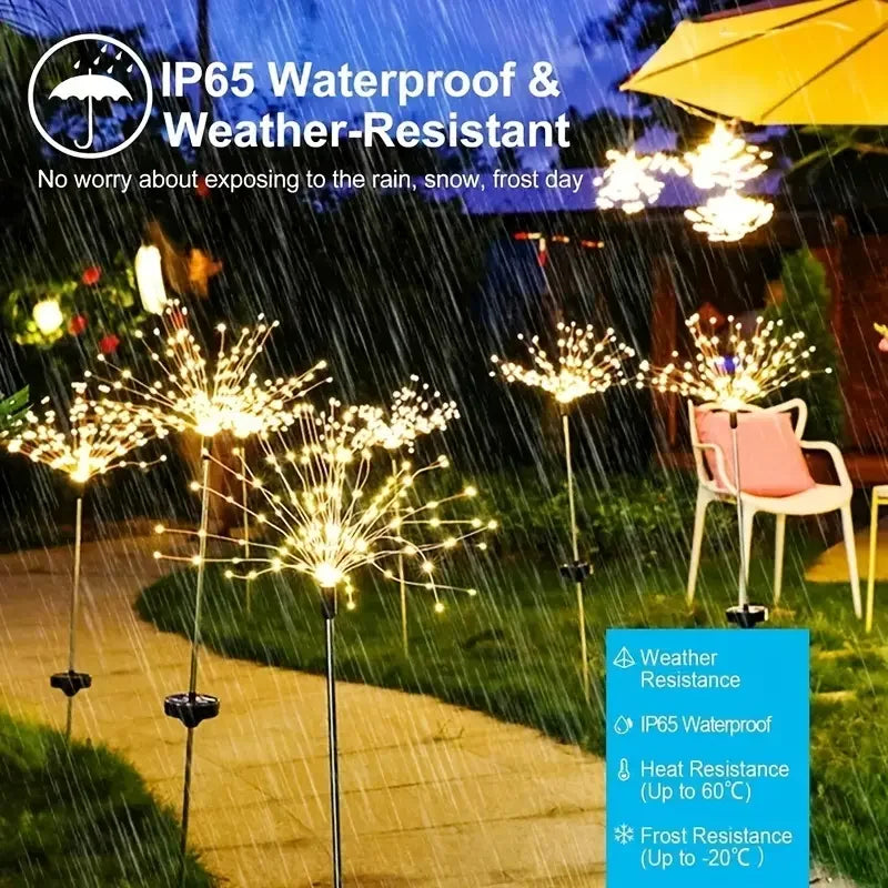 Solar Fireworks Lights Outdoor Waterproof Solar Garden Lights