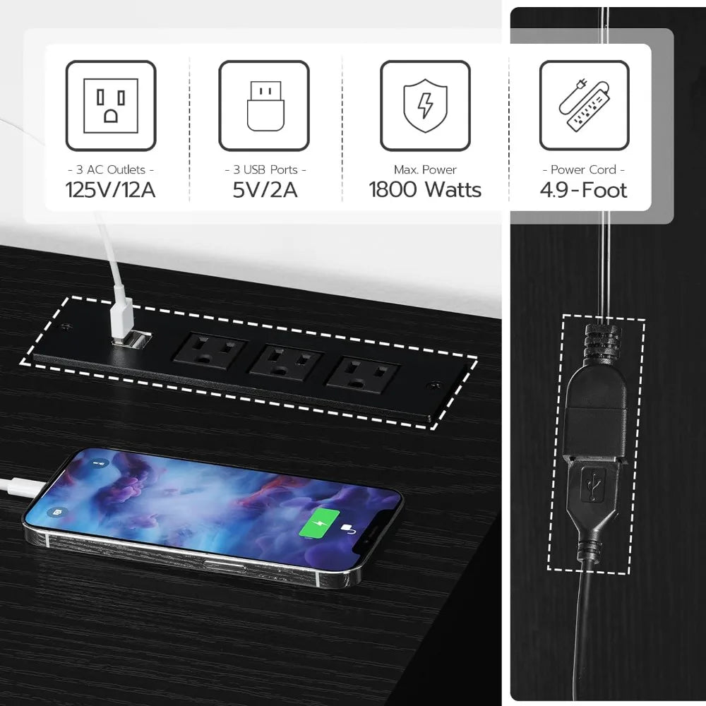 Tv Console 65 Inches With LED Light and Power Socket