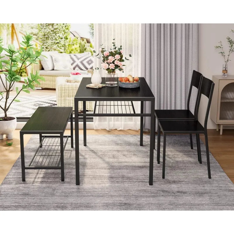 Dining Table and 2 Chairs for 4 with Bench