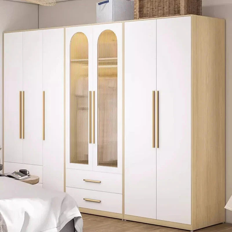 White Storage Wardrobes Wooden Display Simple Organizer Hanging Cabinets Bedroom Free Shipping Armario De Ropa Home Furniture