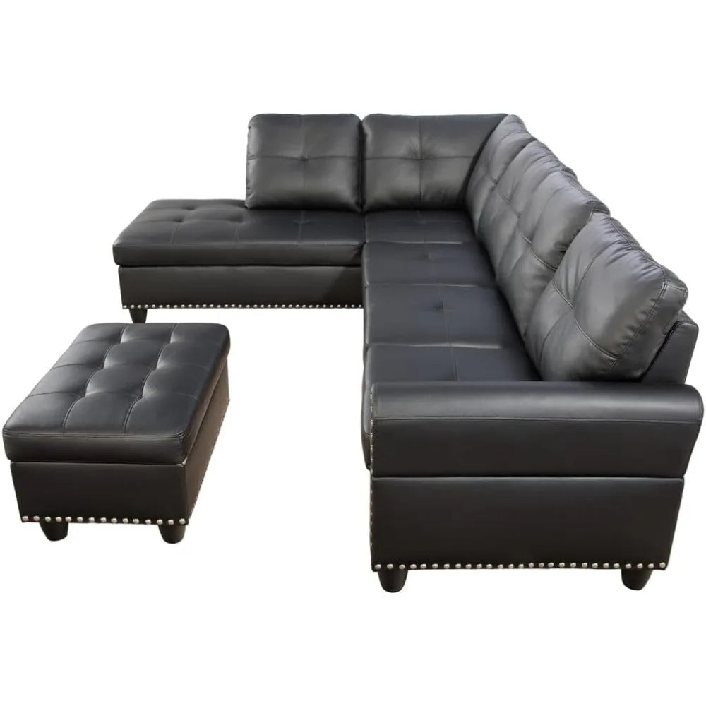 Convertible Sectional Sofa with Storage Ottoman