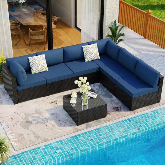 Outdoor Patio Sectional Sofa Couch,Black