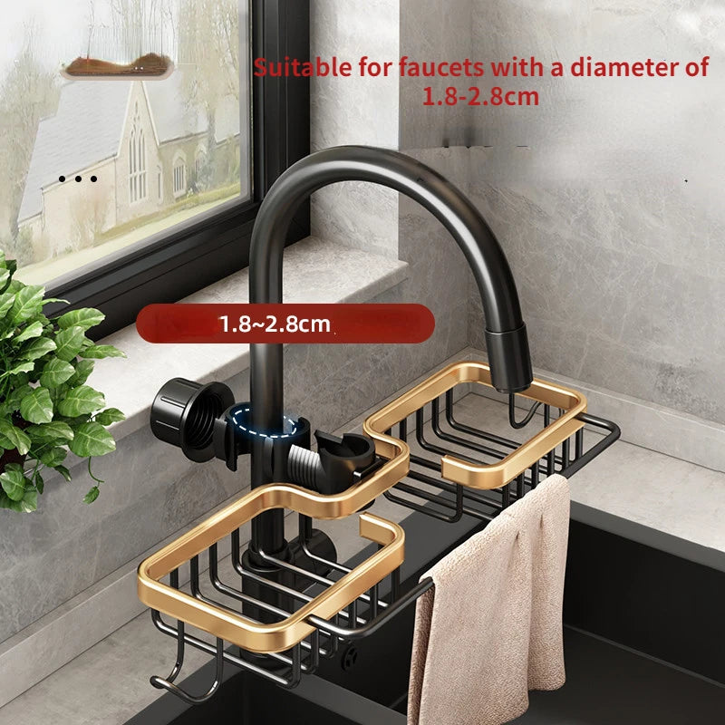 Aluminum Sink Drain Rack Sponge Storage