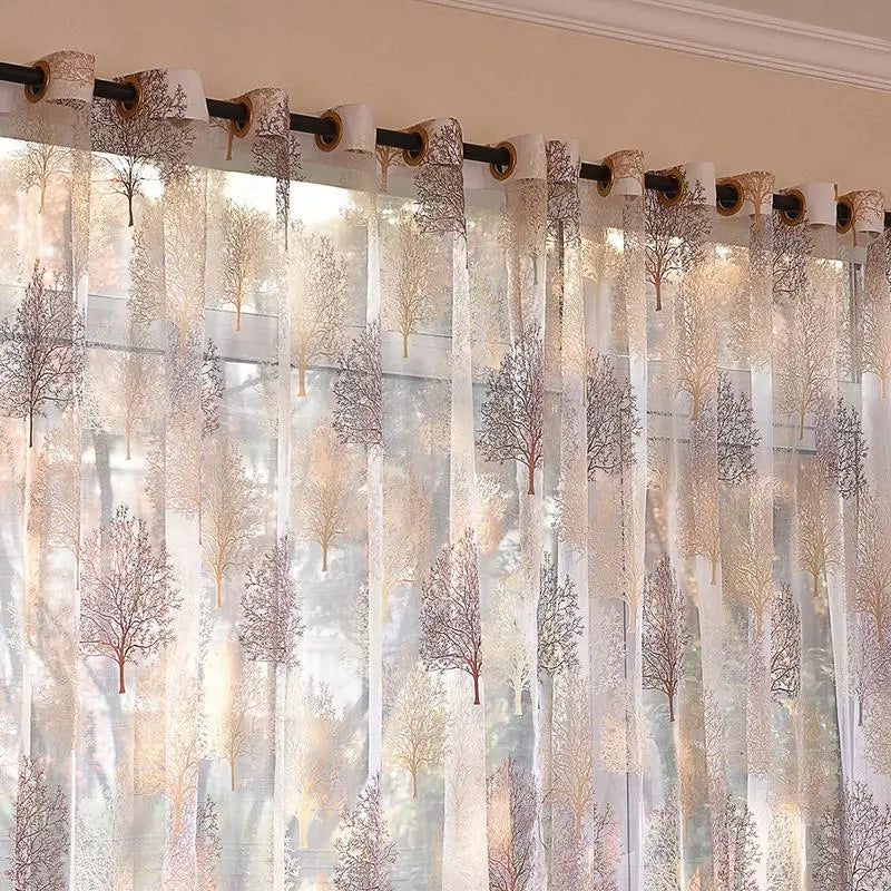 Floral Tree Voile Curtain Sheer