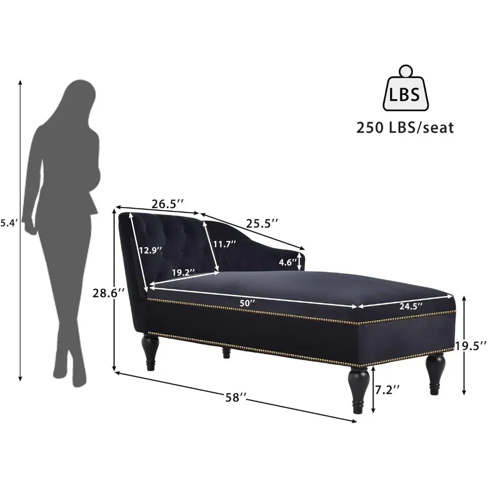 Chaise longue velvet chaise longue armchair, black