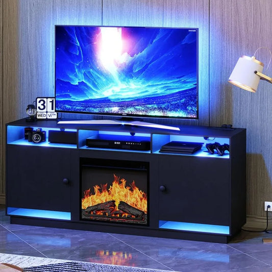 Tv Console 65 Inches With LED Light and Power Socket