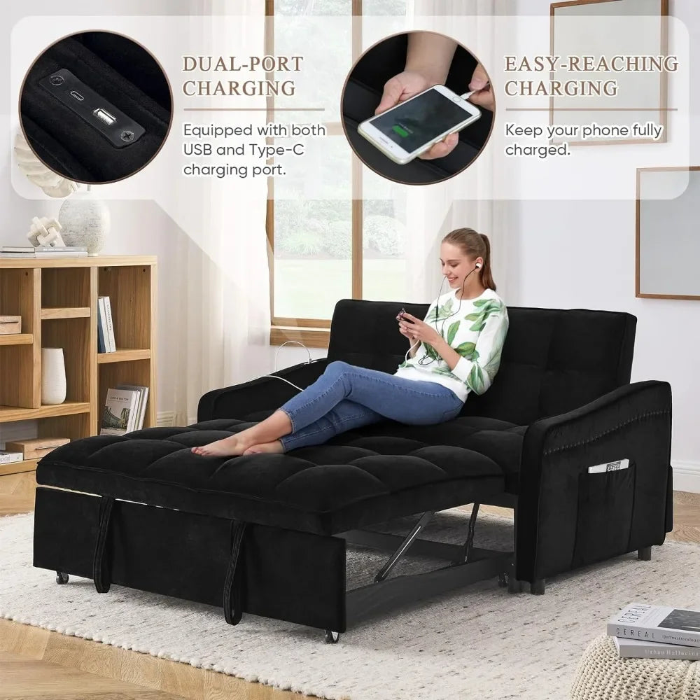 Sleeper Sofa Couch Bed with USB & Type C Port