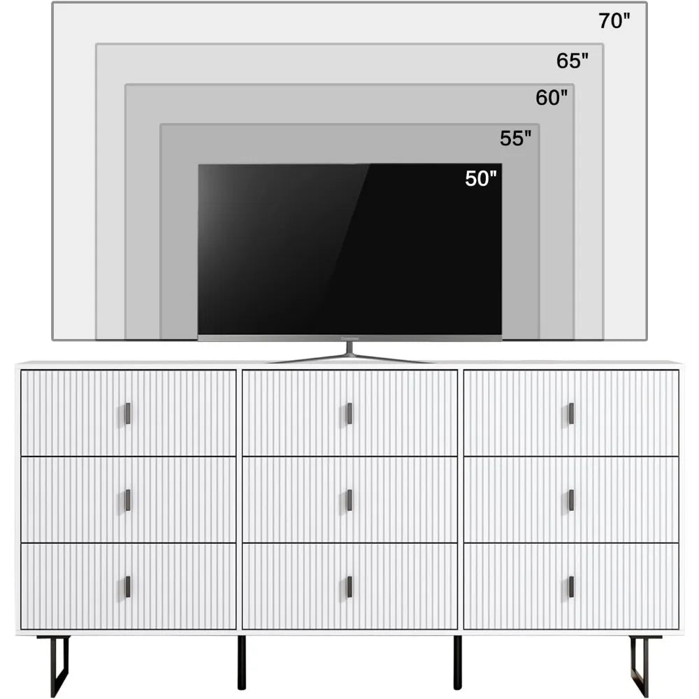 Modern 9 Drawer Triple Dresser with Deep Drawers