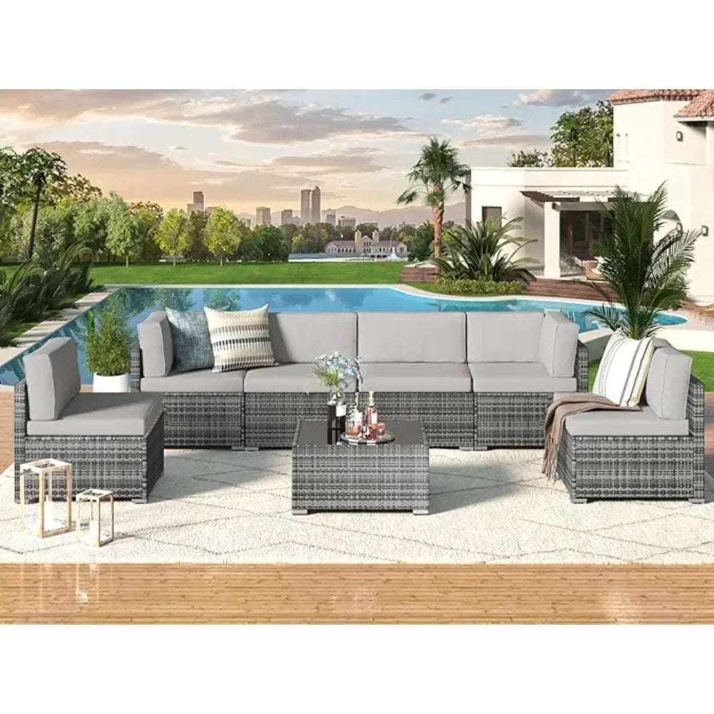 Modular wicker outdoor sectional sofa