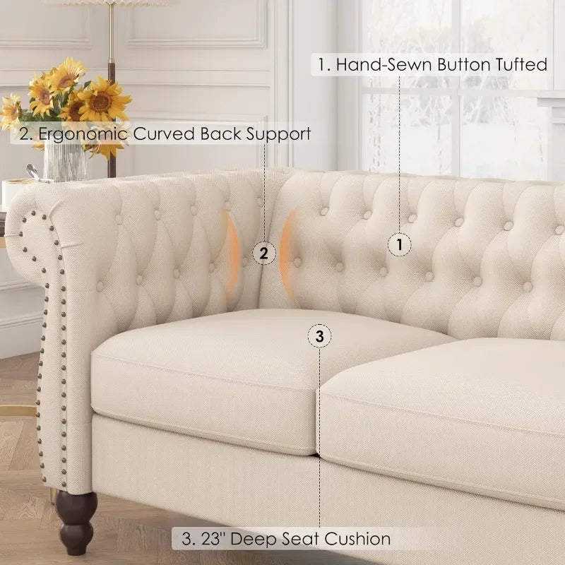 Modern Couch with Deep 3-Seat