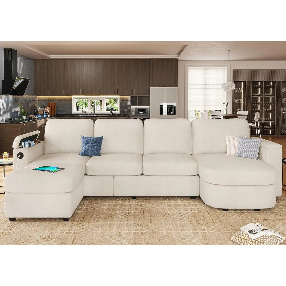 Convertible Sectional Sofa with Storage Seat