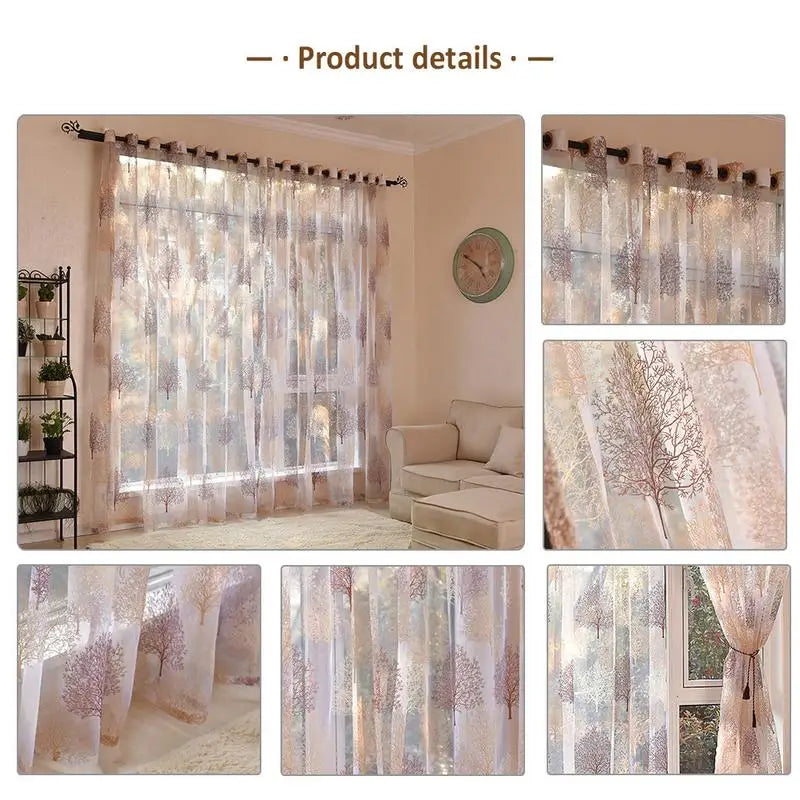 Floral Tree Voile Curtain Sheer