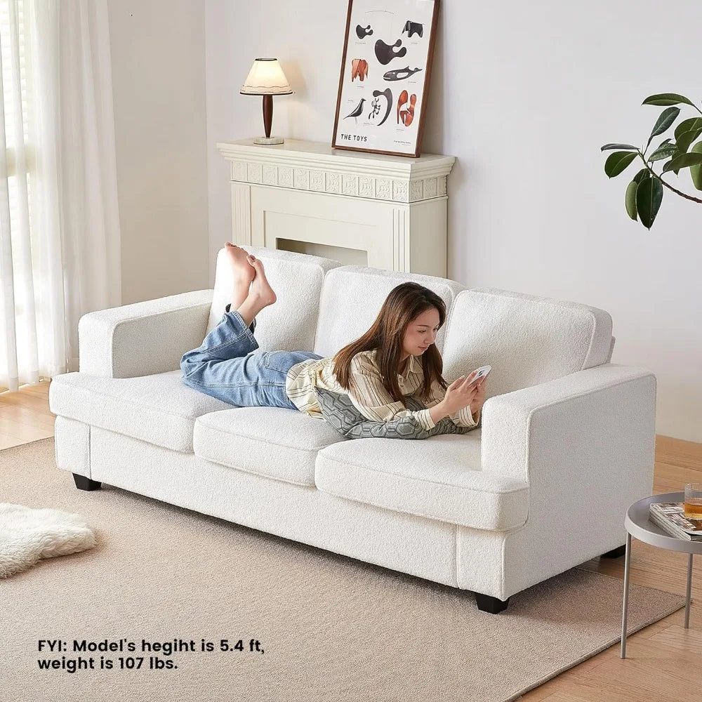 Sleeper Sofa with Extra Deep Seats, Teddy Velvet Oyster White