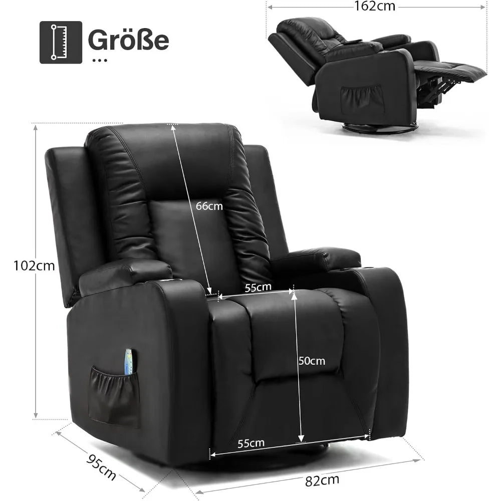 Modern Rocker with Heated Massage Leather Recliner Chair