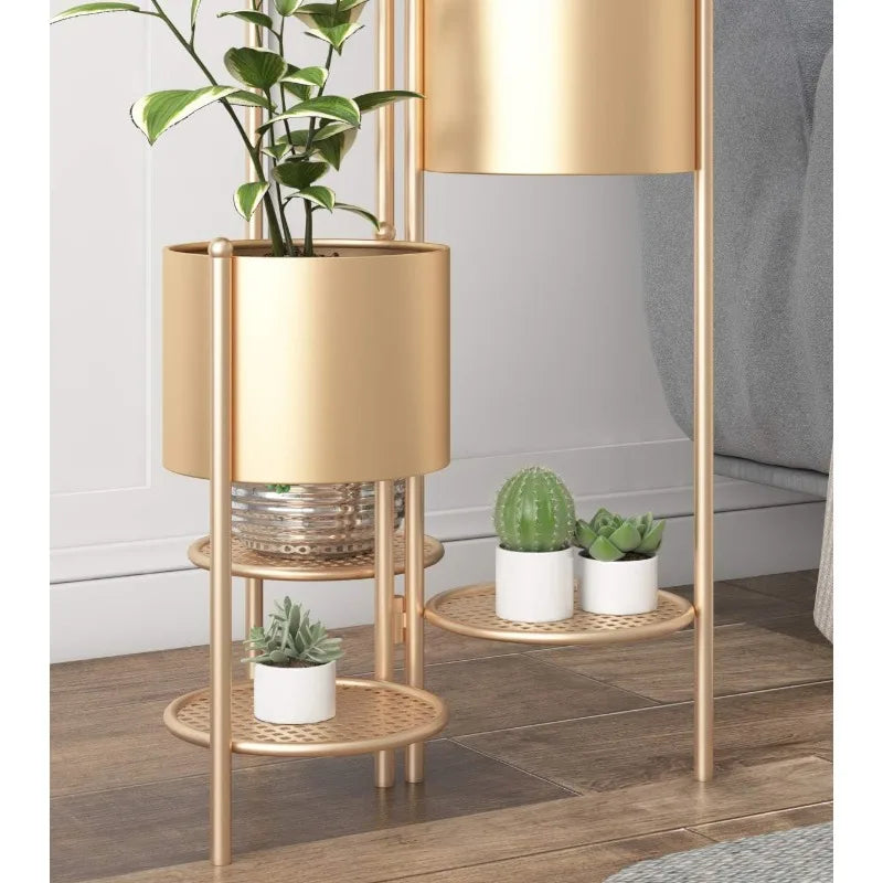 Metal 6 Tier Potted Indoor Gold Flower Pot Stand Holder Shelf