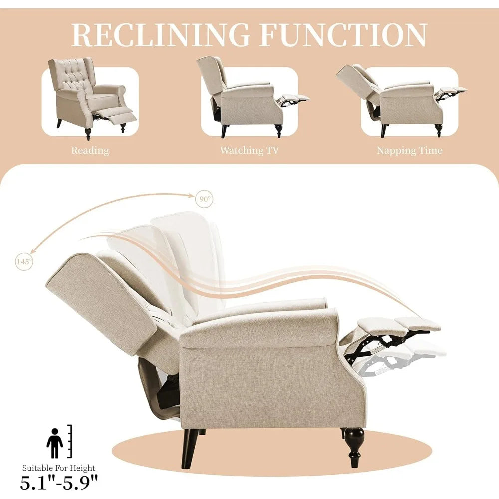 Accent Chair Push Back Recliner With Arms