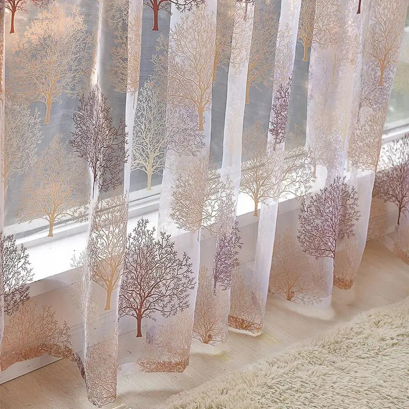 Floral Tree Voile Curtain Sheer