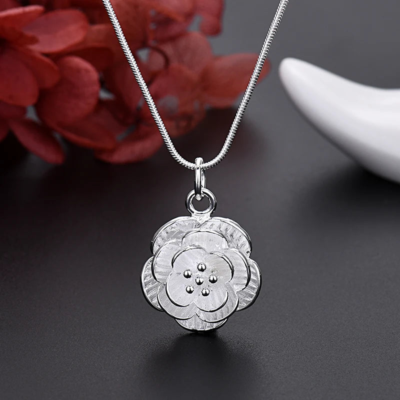 Sterling Silver Charm Flower Necklace