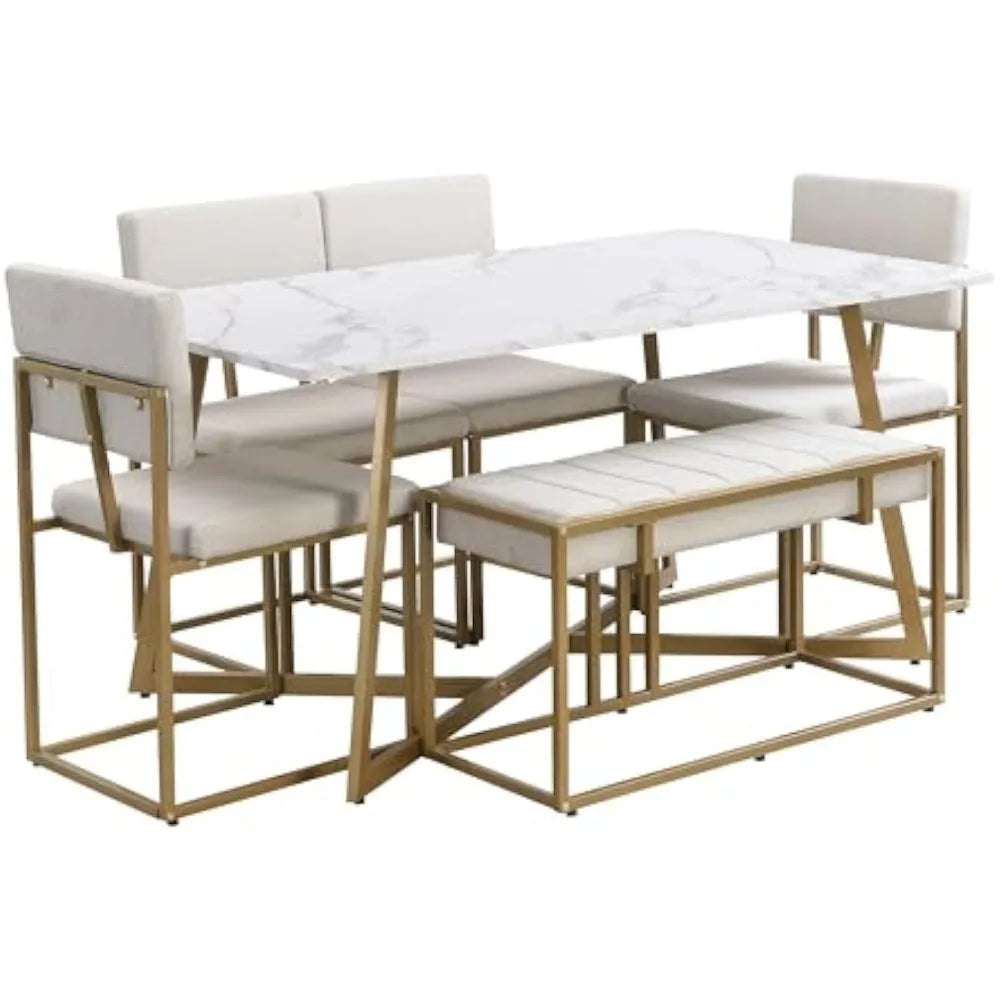 Modern Faux Marble Dining Room Set