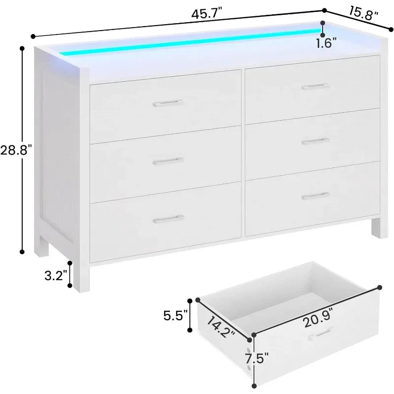 Dresser for Bedroom with LED Lights