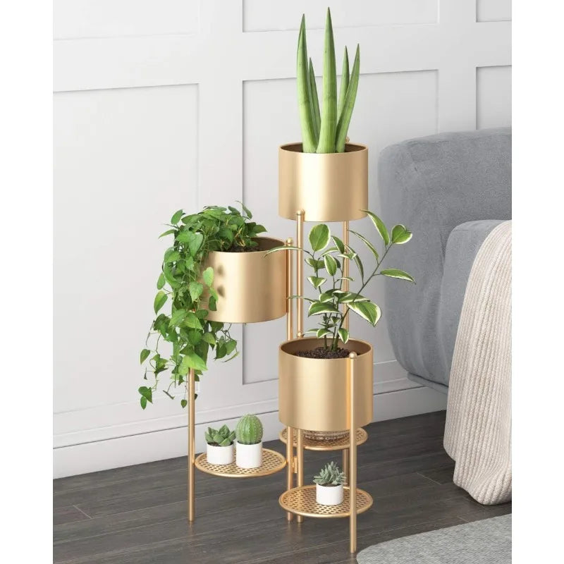 Metal 6 Tier Potted Indoor Gold Flower Pot Stand Holder Shelf