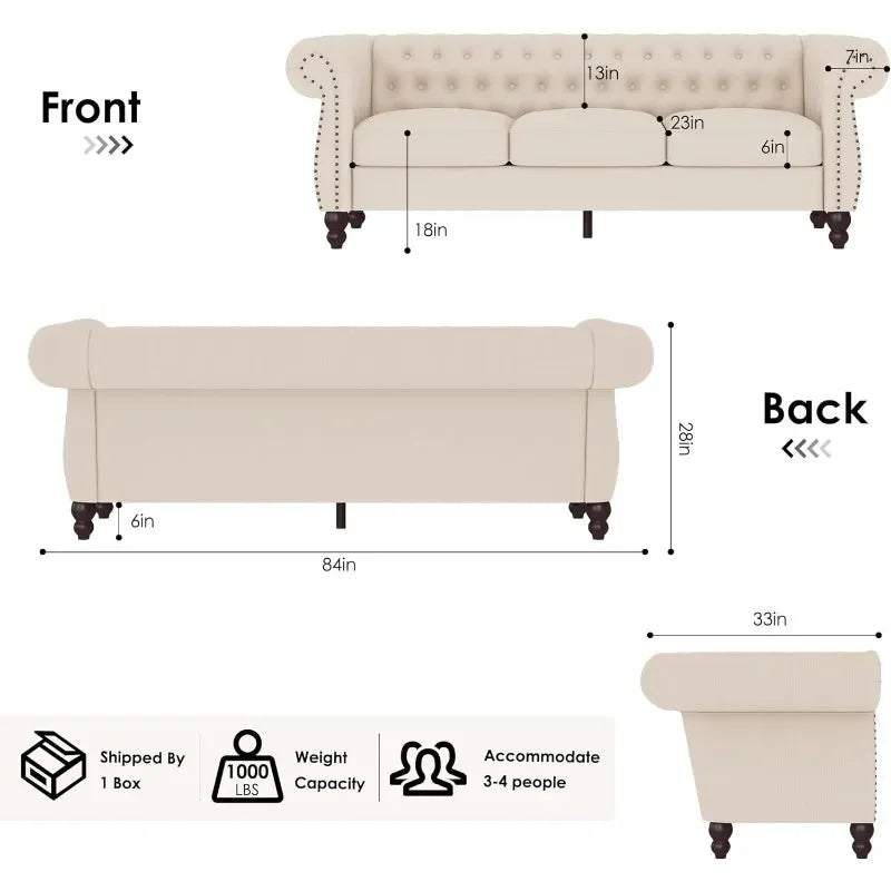 Modern Couch with Deep 3-Seat